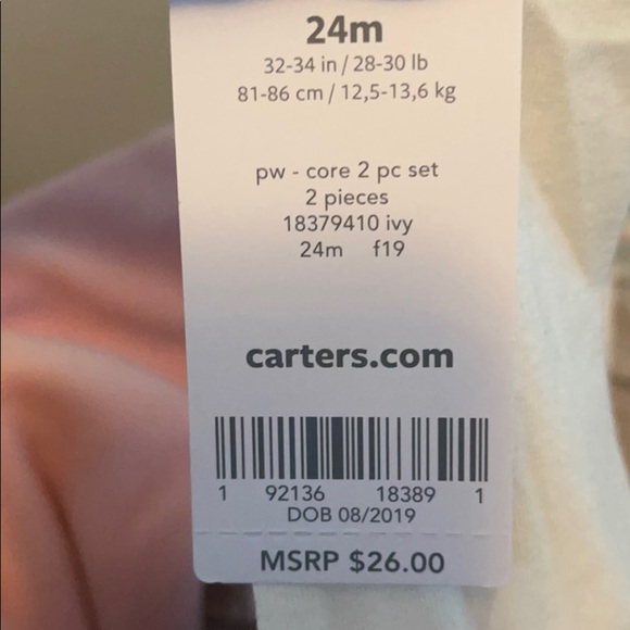 Carter’s Baby Cat Peplum Top Leggings 2 Pc Set 24M - Picture 3 of 3